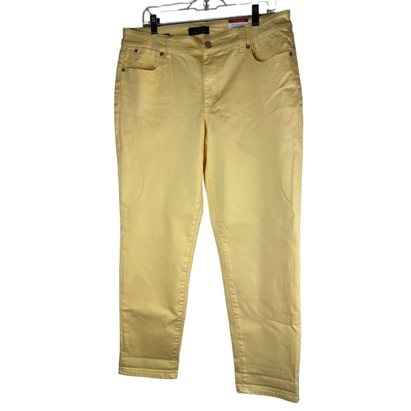 NWT Talbots Flawless Five Pocket Boyfriend Denim Jeans Yellow Women's Size 14 - Picture 2 of 7